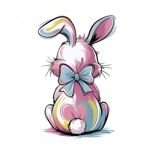 Bügelbild Ostern Hase von hinten in bunt | Personalisierbar & Einzigartig